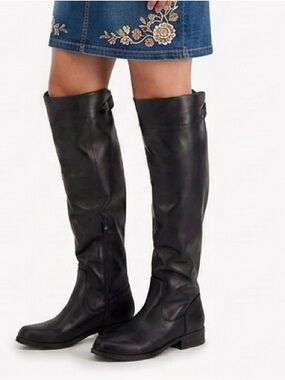 Black Over-the-Knee Boots for Women Vegan Faux Leather 5.5 New ~ Sun & Stone